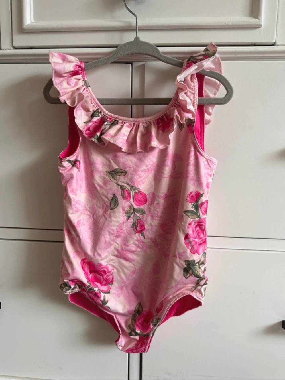 LoveShackFancy Pink Floral Ruffle One-Piece